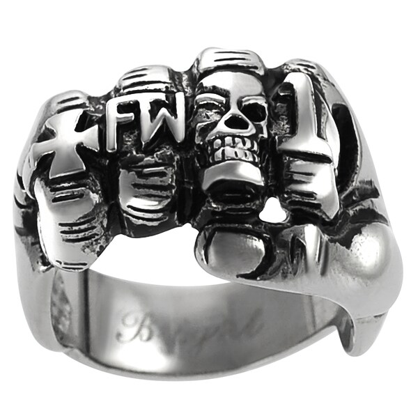 Vance Co. Men's Stainless Steel Fist Biker Ring