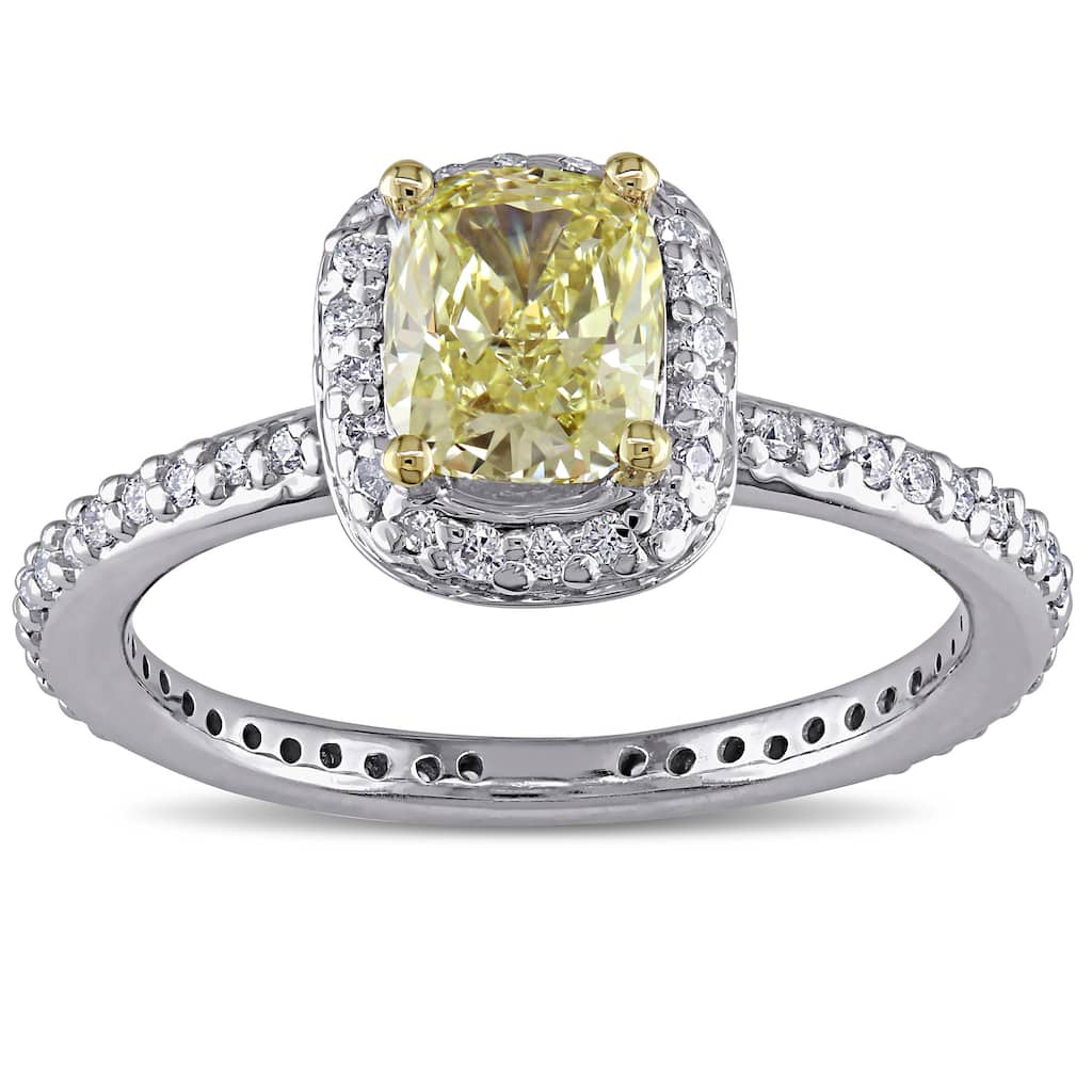 Miadora Signature Collection 14k White Gold 1 1/3ct TDW Yellow Diamond Ring