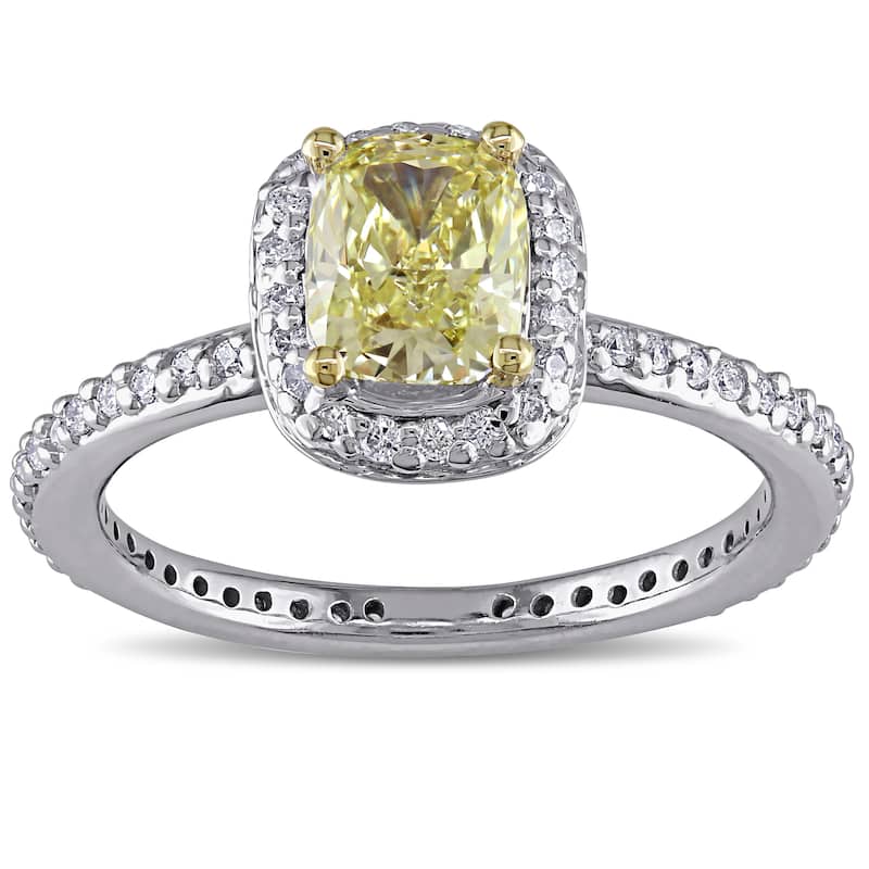 Miadora Signature Collection 14k White Gold 1 1/3ct TDW Yellow Diamond Ring - 5.5
