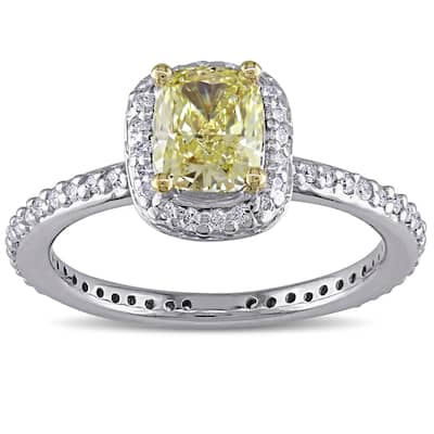 Miadora Signature Collection 14k White Gold 1 1/3ct TDW Yellow Diamond Ring