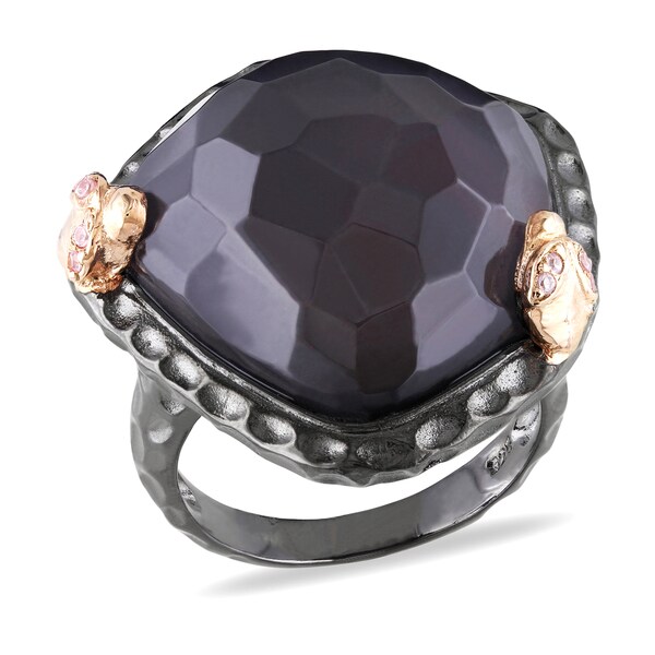 Miadora Black Rhodium Plated Sterling Silver Gemstone Cocktail Ring