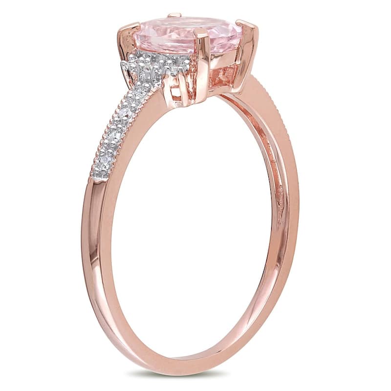 Oval-Cut Morganite and Diamond Ring in Rose Plated Sterling Silver by Miadora