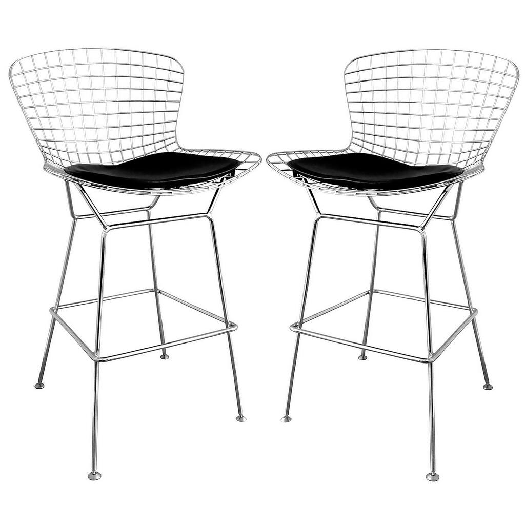Modern Silver Metal 28" Bar Stool by Baxton Studio