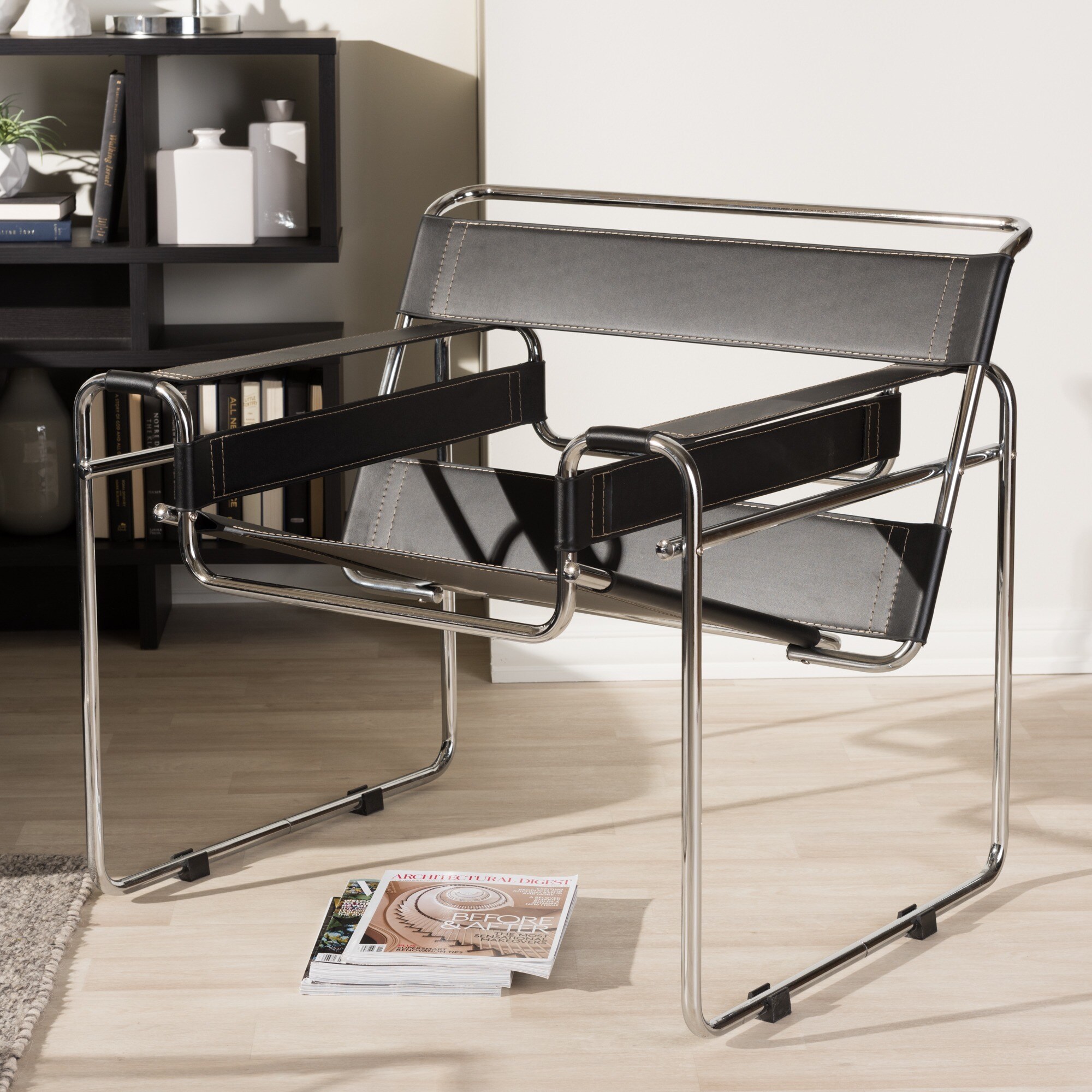 Shop Modern Black Faux Leather Accent Chair by Baxton Studio - Free Shipping On Orders Over $45 