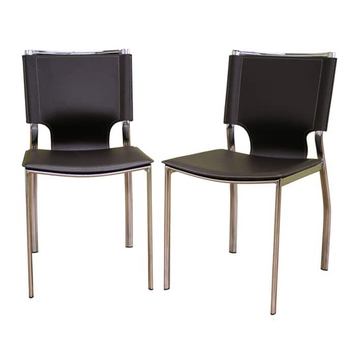 Baxton Studio Montclare Brown Leather Modern Dining Chairs (Set of 2)