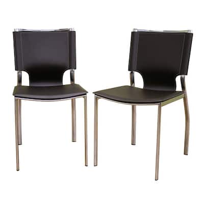 Baxton Studio Montclare Brown Leather Modern Dining Chairs (Set of 2)