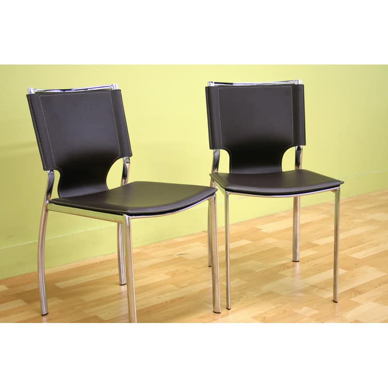 Baxton Studio Montclare Brown Leather Modern Dining Chairs (Set of 2)