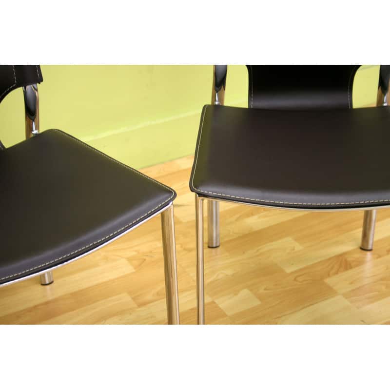 Baxton Studio Montclare Brown Leather Modern Dining Chairs (Set of 2)