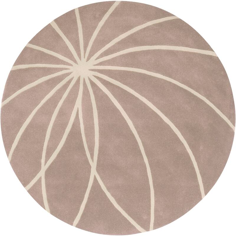 Chamba Handmade Transitional Wool Area Rug - 9'9" Round - Tan/Cream - Runner/Round