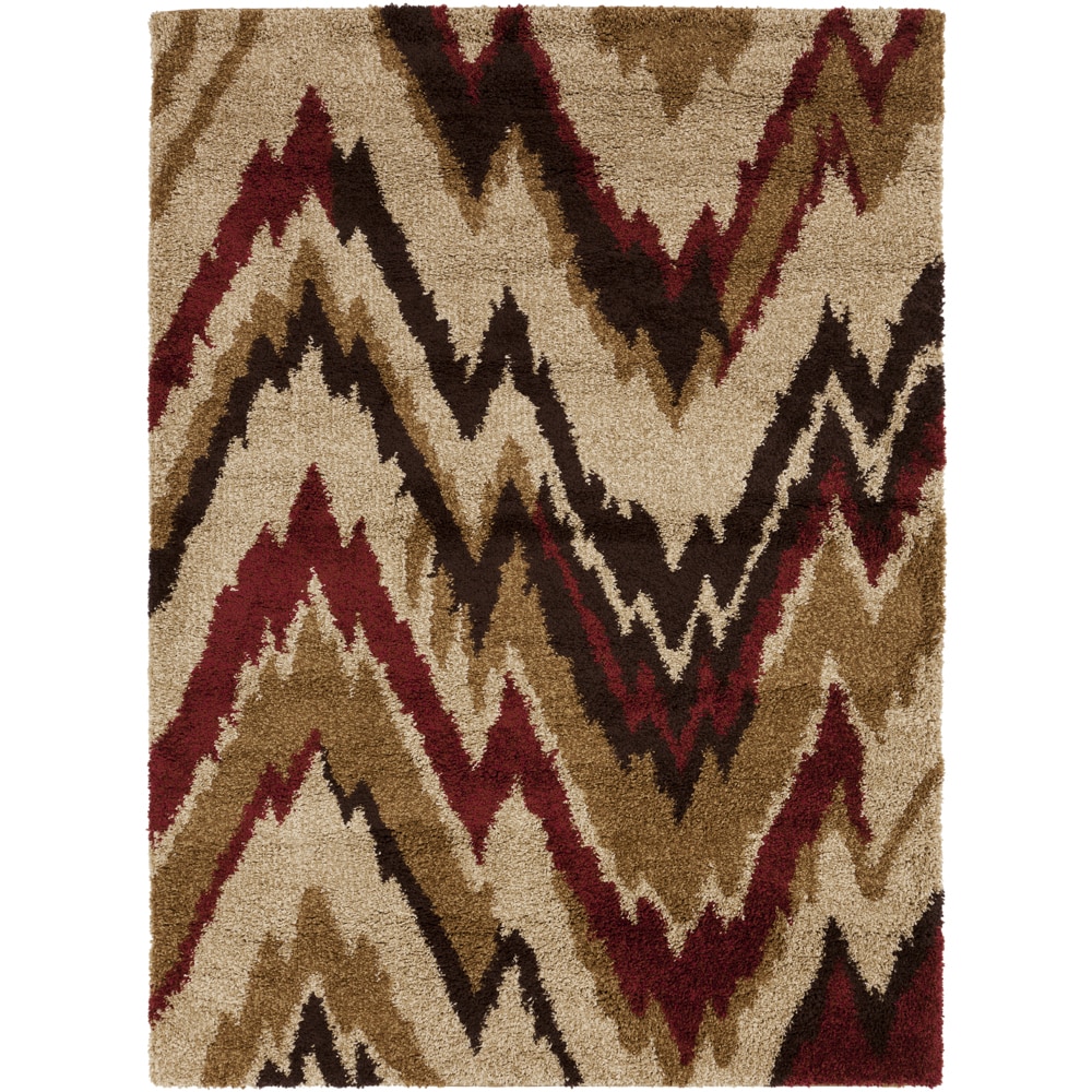 Balsamo Carnelian Chevron Shag Rug (2 X 3)