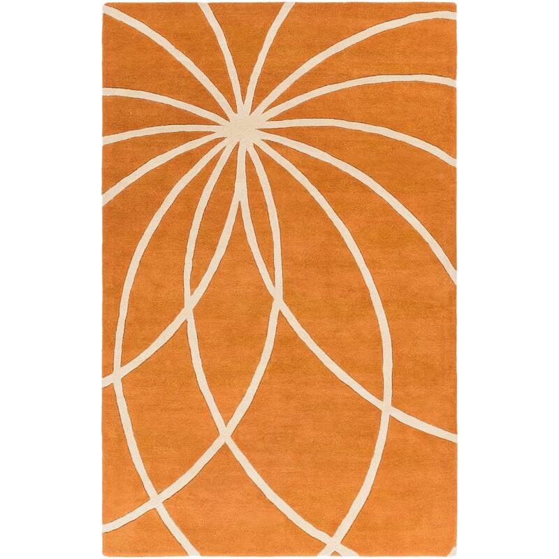 Chamba Handmade Transitional Wool Area Rug - 7'6" x 9'6" - Orange/White