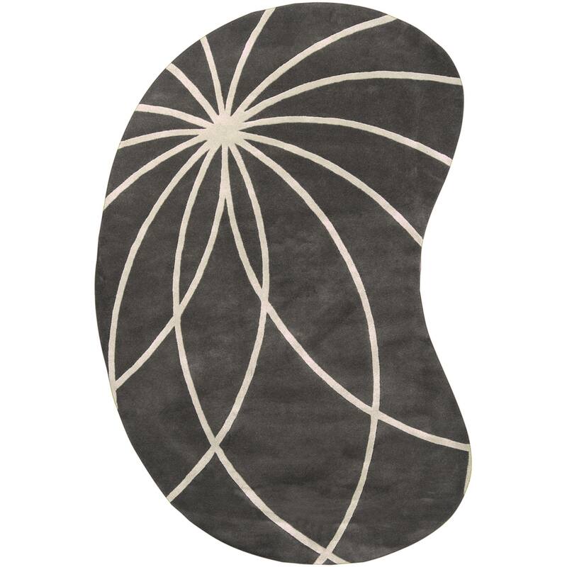 Chamba Handmade Transitional Wool Area Rug - 6' x 9' Kidney - Charcoal