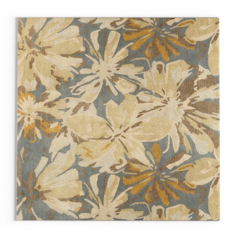 Handmade Putty Transitional Floral Wool Area Rug
