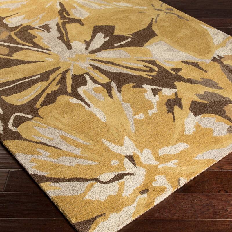Handmade Putty Transitional Floral Wool Area Rug