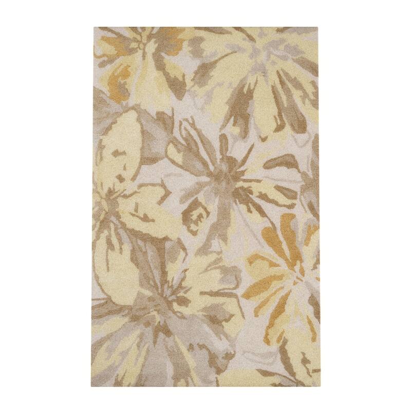 Handmade Putty Transitional Floral Wool Area Rug