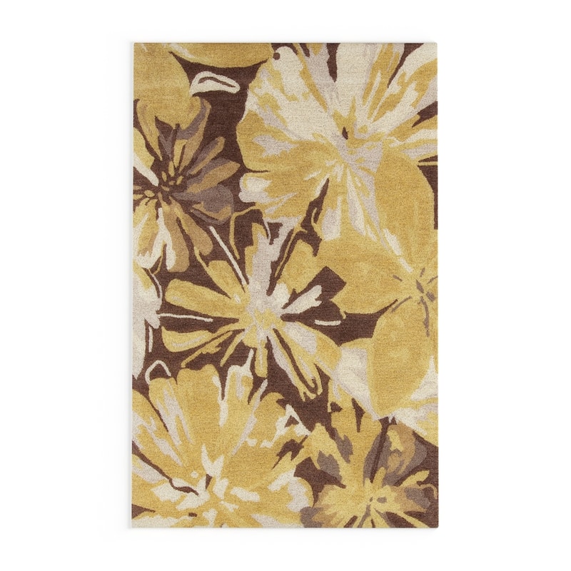 Handmade Putty Transitional Floral Wool Area Rug