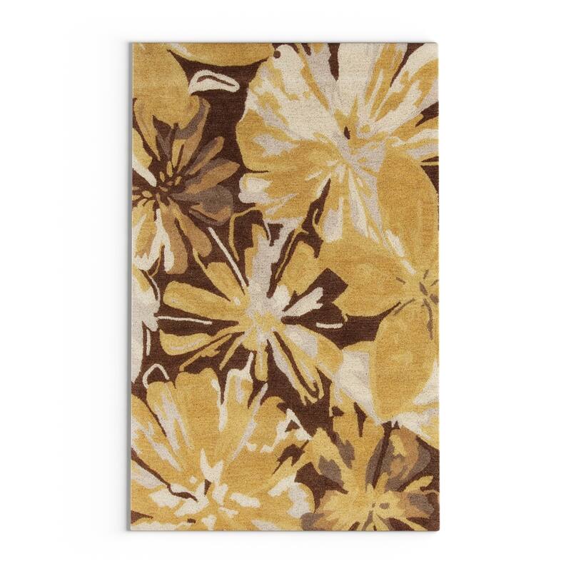 Handmade Putty Transitional Floral Wool Area Rug