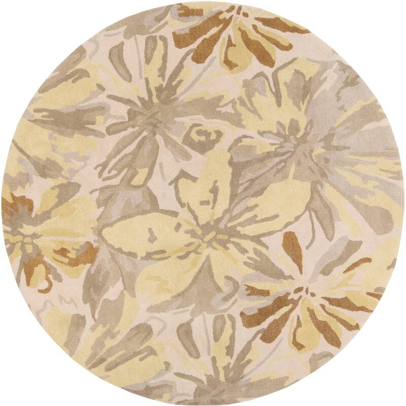 Handmade Putty Transitional Floral Wool Area Rug