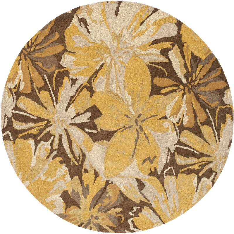 Handmade Putty Transitional Floral Wool Area Rug
