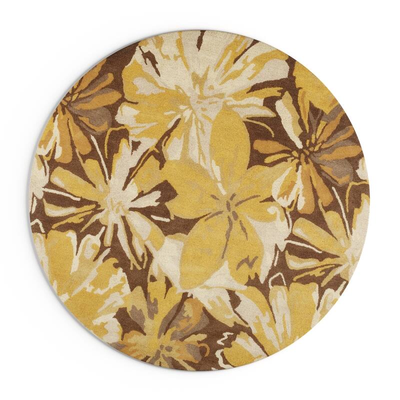 Handmade Putty Transitional Floral Wool Area Rug