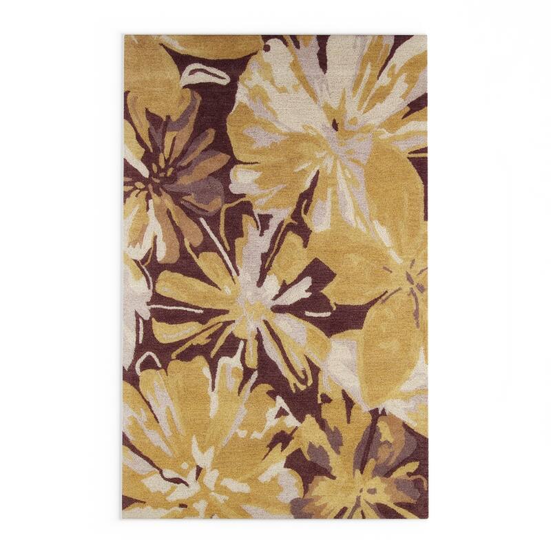 Handmade Putty Transitional Floral Wool Area Rug