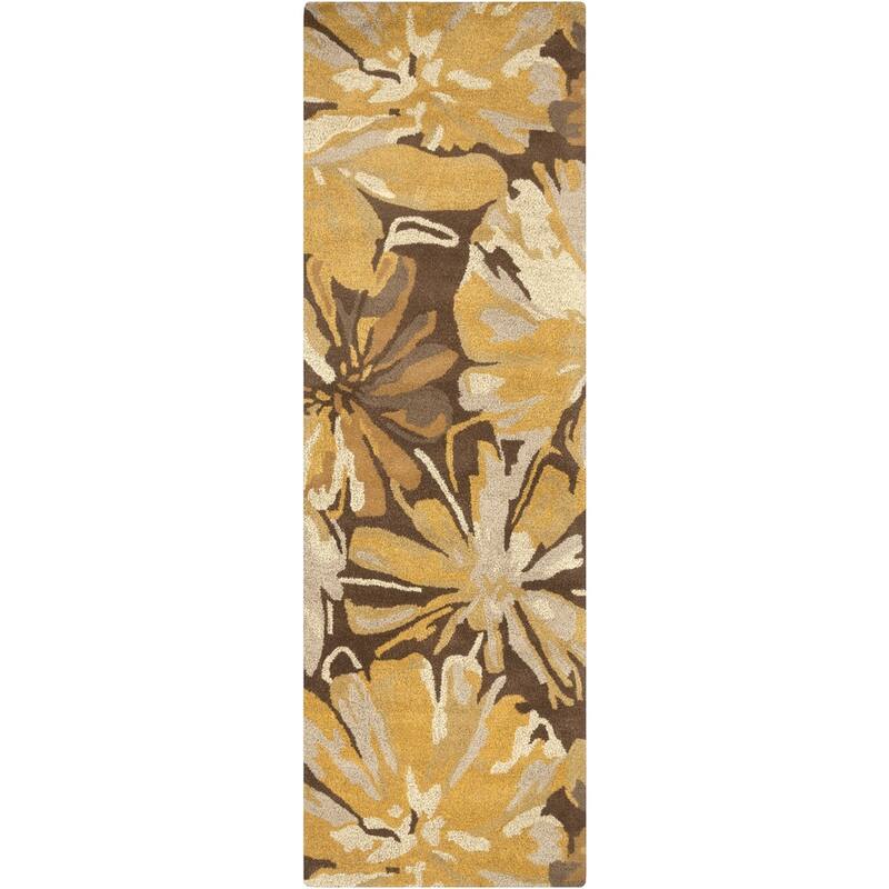 Handmade Putty Transitional Floral Wool Area Rug