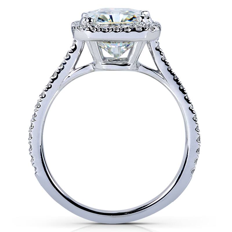 Kobelli 3 Carats Moissantie & Natural Diamond 14k Solid Gold Radiant Halo Cathedral Original Engagement Ring