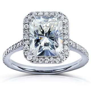 annello by kobelli 14k white gold 3ct tgw radiant moissanite hi and diamond rectangular - Modern Wedding Rings annello by kobelli 14k white gold 3ct tgw radiant moissanite hi and diamond rectangular - Modern Wedding Rings