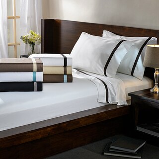 Superior 300-Thread Count Cotton Solid Hotel Border Pillowcases