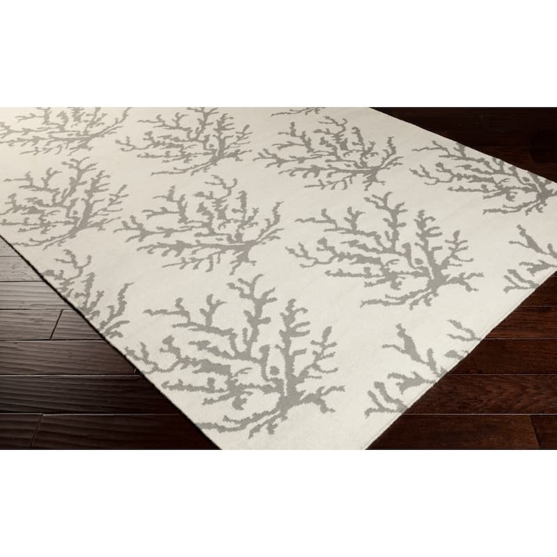 Hand-woven Gremlin White/Light Gray Wool Area Rug - 3'3" x 5'3" - 3'3" x 5'3"