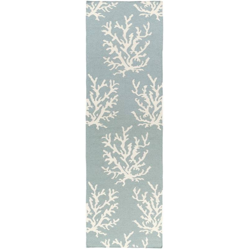Hand-woven Hornet Powder Blue Wool Area Rug - 2'6" x 8' Runner - 2' 6" x 8'