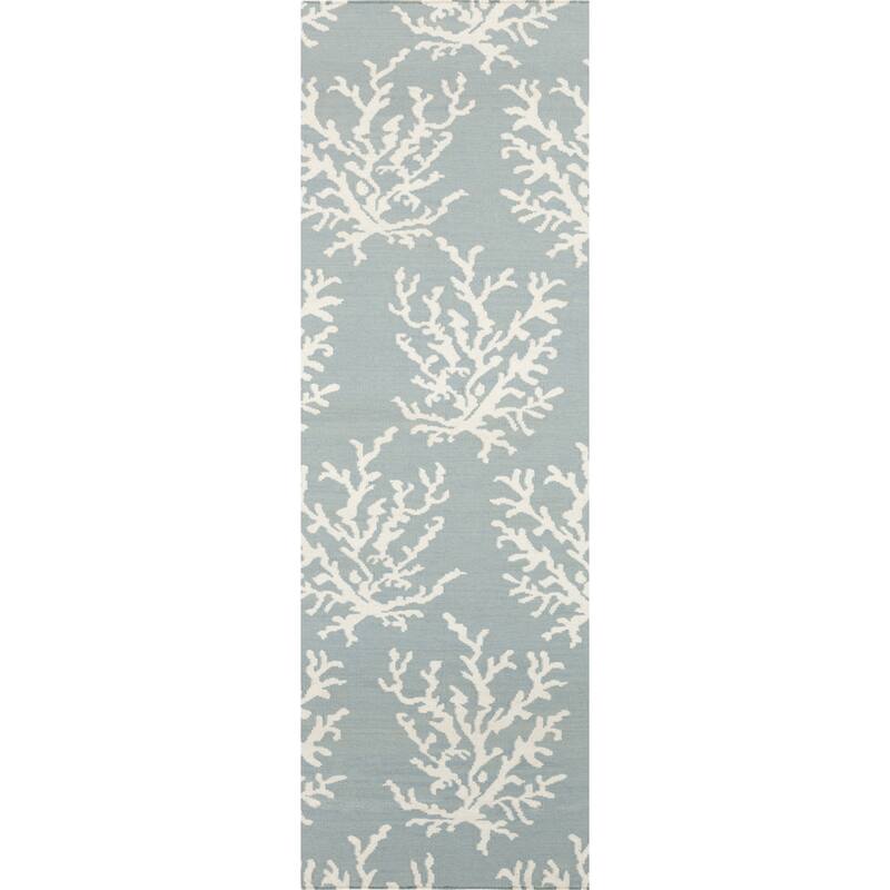 Hand-woven Hornet Powder Blue Wool Area Rug - 2'6" x 8' Runner - 2' 6" x 8' - 2' 6" x 8' - Blue