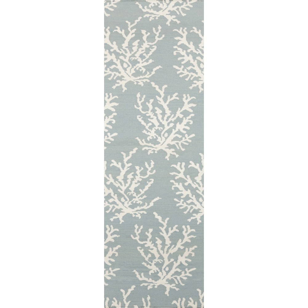 Hand-woven Hornet Powder Blue Wool Area Rug - 2'6" x 8' Runner - 2' 6" x 8'