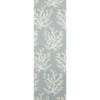 Hand-woven Hornet Powder Blue Wool Area Rug - 2'6" x 8' Runner - 2' 6" x 8'