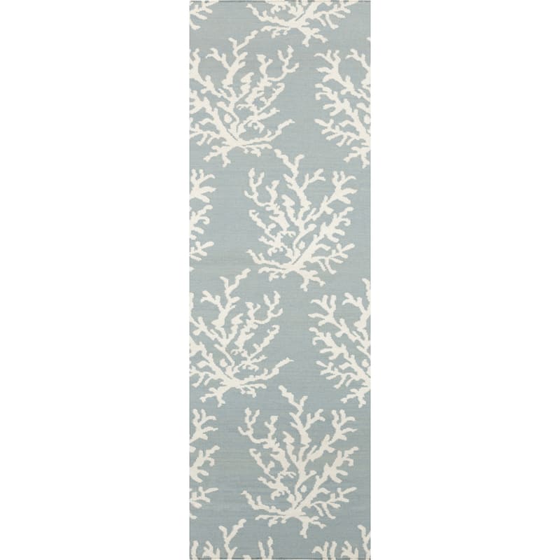 Hand-woven Hornet Powder Blue Wool Area Rug - 2'6" x 8' Runner - 2' 6" x 8'