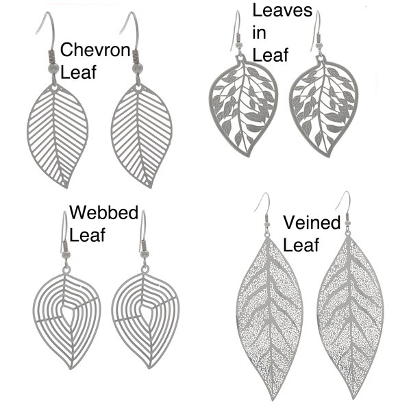 NEXTE Jewelry Stainless Steel Leaf Design Dangle Earrings