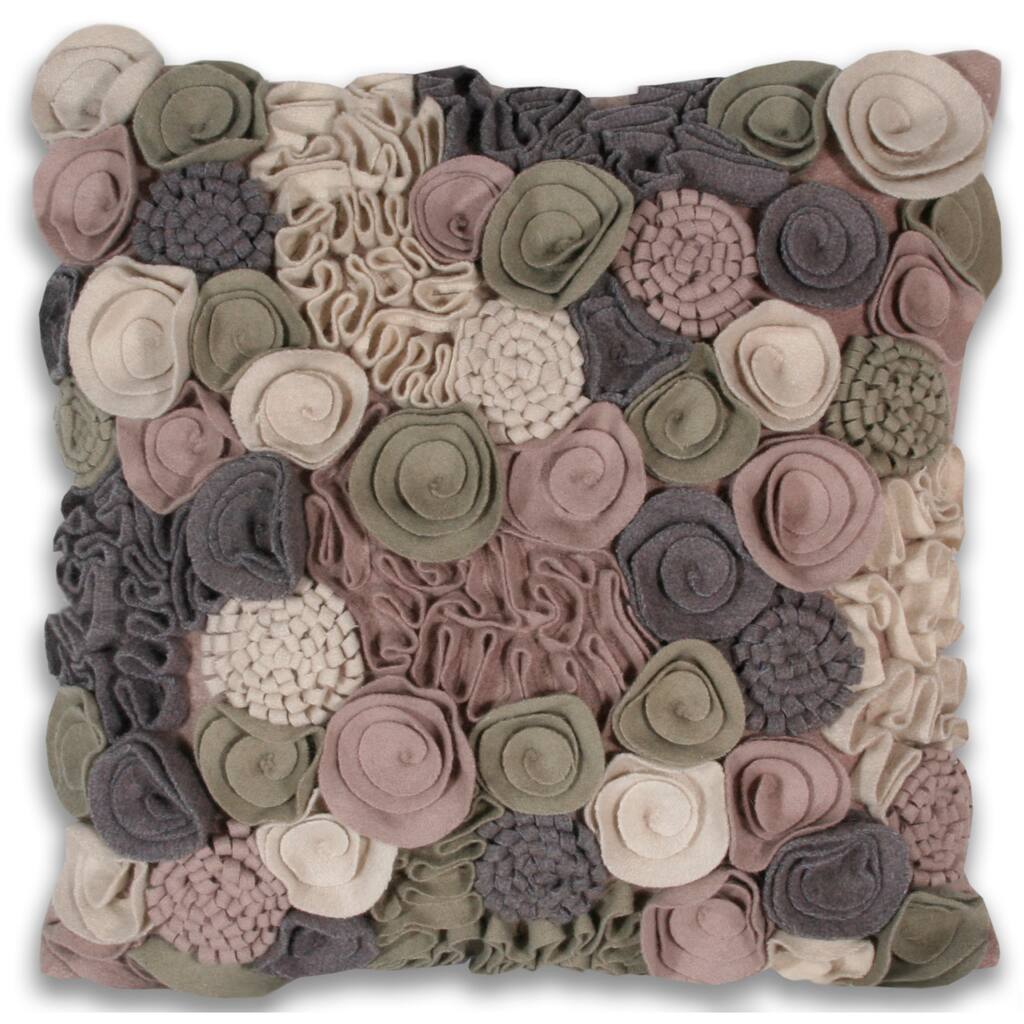 Edan Flowers 16 x 16-inch Wool Decorative Pillow