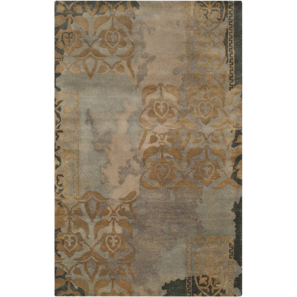 Hand-tufted Midnight Green Abstract Floral Wool Area Rug - 8' x 11'