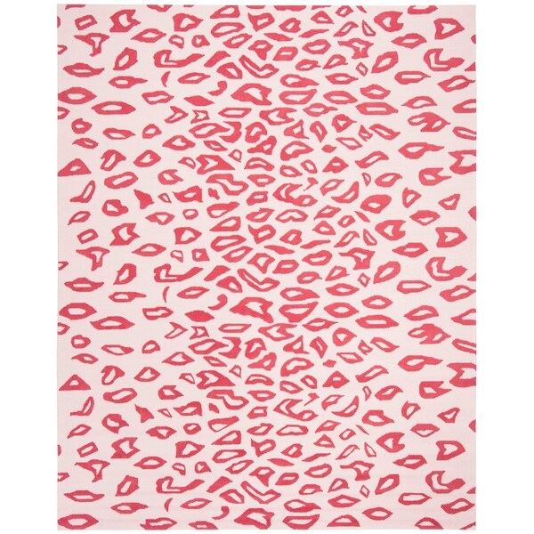 Safavieh Handmade Children's Leopard Ivory/ Pink Wool Rug - 8' x 10'