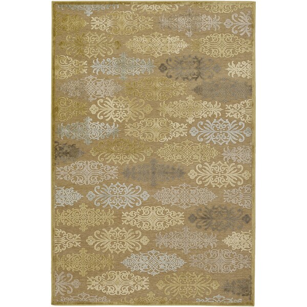 Woven Loyale Yellow Damask Print Area Rug - 8'8" x 12'