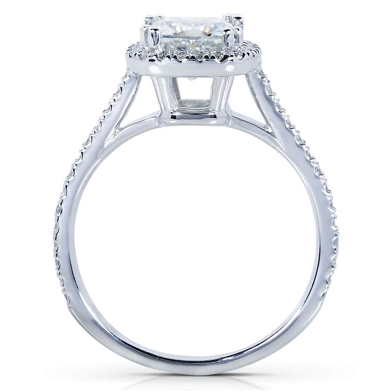 Kobelli 1.3 Carats Moissanite & Natural Diamond 14k Solid Gold Cushion Halo Cathedral Original Engagement Ring