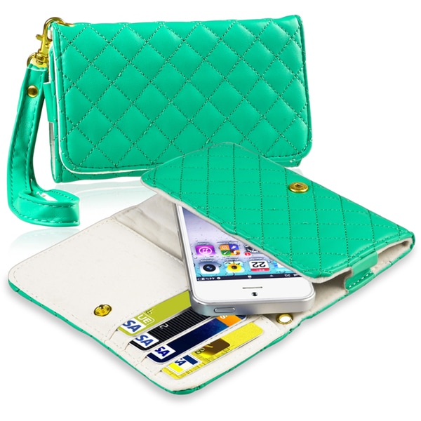INSTEN Green Universal Leather Wallet Cell Phone Case Cover