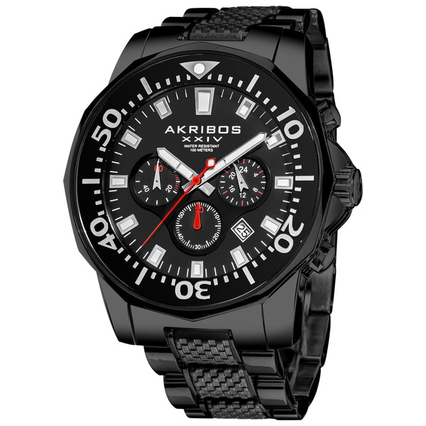 Akribos XXIV Mens Stainless Steel Divers Traditional Chronograph