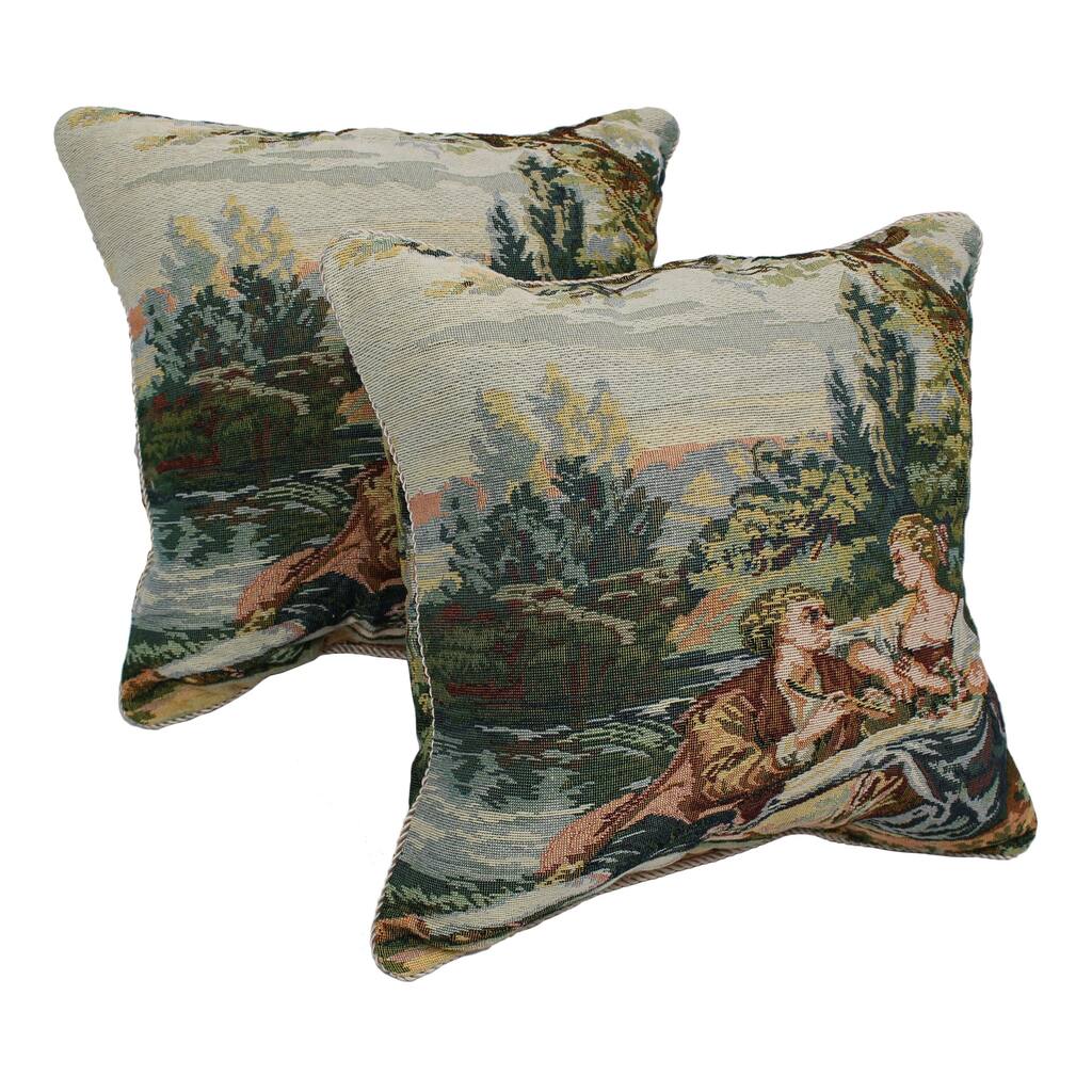 Tapestry Corded Poetry Throw Pillows (Set of 2)