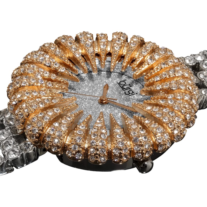 Burgi Women's Dazzling Crystal Quartz Rose-Tone Watch - Gold