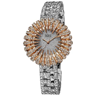 Burgi Women's Dazzling Crystal Quartz Rose-Tone Watch - Gold