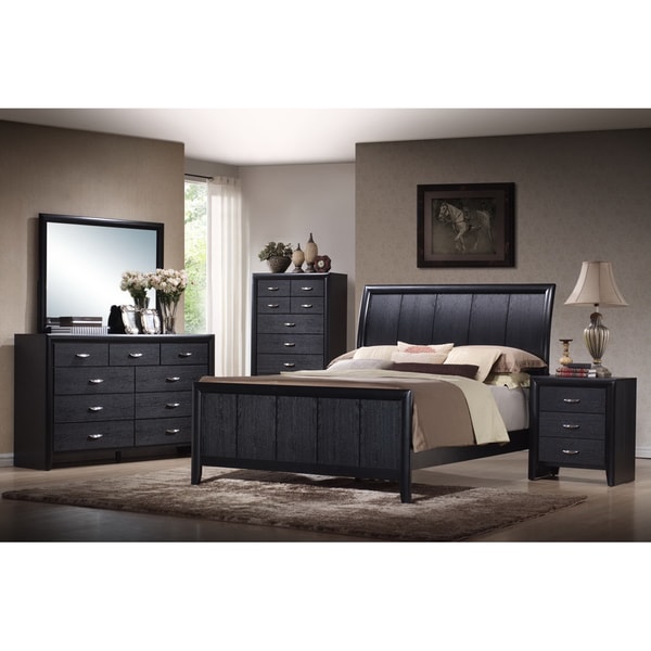 Kima Black Queen 5-piece Wooden Modern Bedroom Set - Free ...