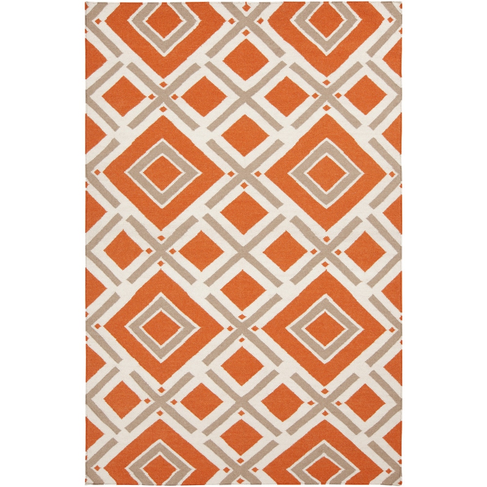 Handwoven Assenede Orange Wool Rug (5 X 8)