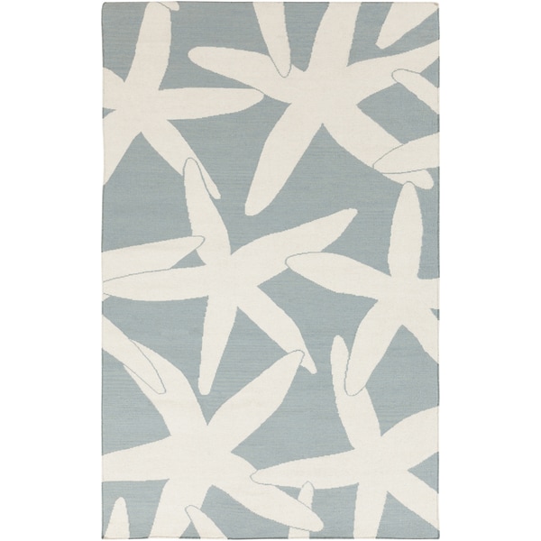 Handwoven Impala Powder Blue Wool Rug (8' x 11') Surya 7x9   10x14 Rugs