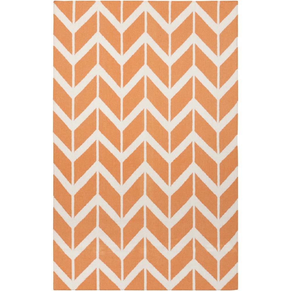 Hand-woven Awans Papaya Wool Area Rug - 8' x 11' - 8' x 11'